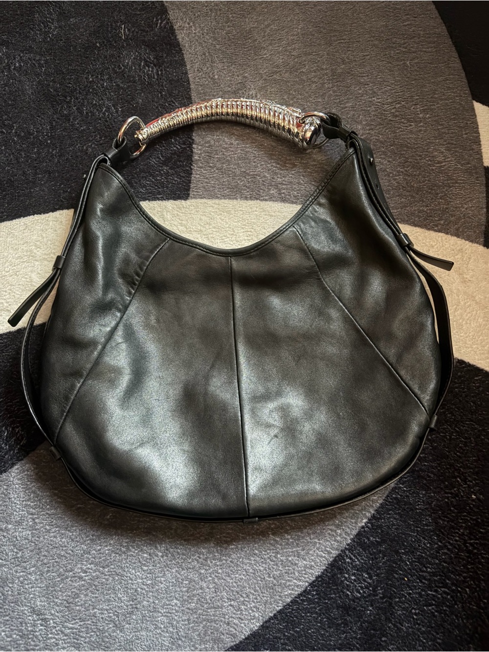 Rare Vintage Tom Ford Era Yves Saint Laurent Mombasa Black Leather Hobo Bag - Picture 11 of 14